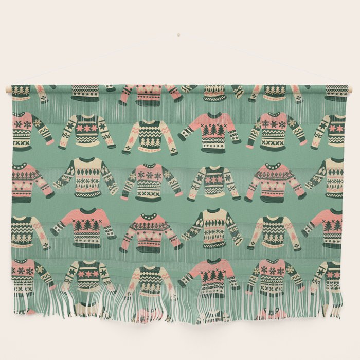 Christmas Sweaters - Vintage Blush Mint Palette Wall Hanging Gallery Image 1