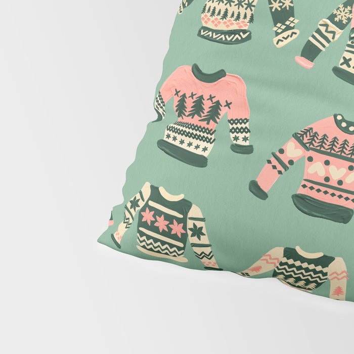 Christmas Sweaters - Vintage Blush Mint Palette Pillow Sham Gallery Image 4