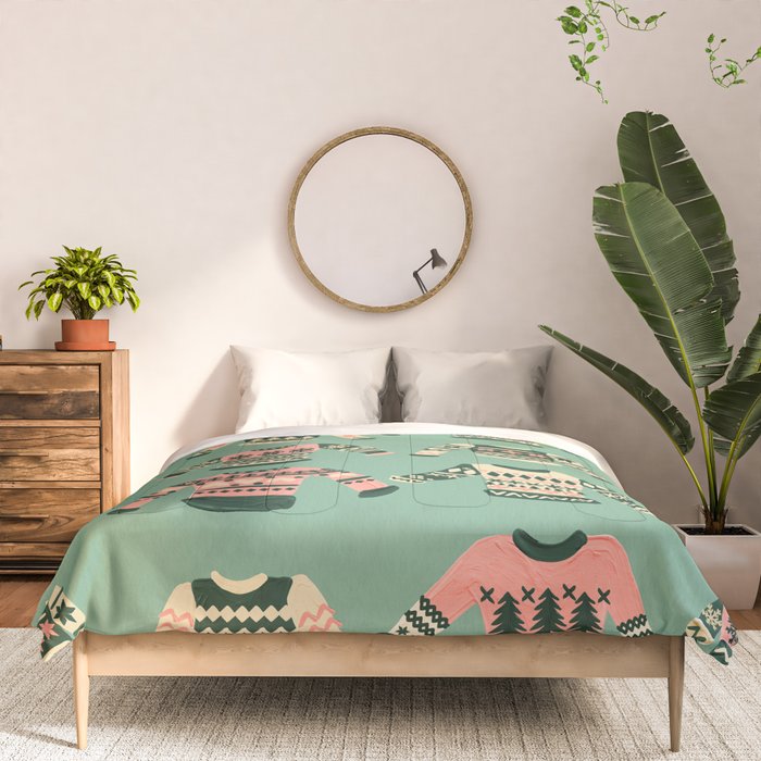 Christmas Sweaters - Vintage Blush Mint Palette Comforter Gallery Image 3