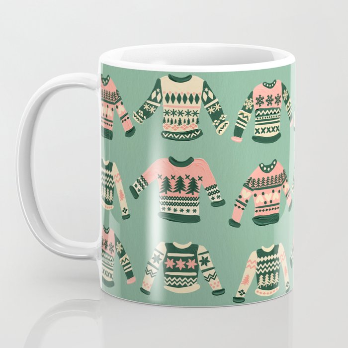 Christmas Sweaters - Vintage Blush Mint Palette Coffee Mug Gallery Image 3