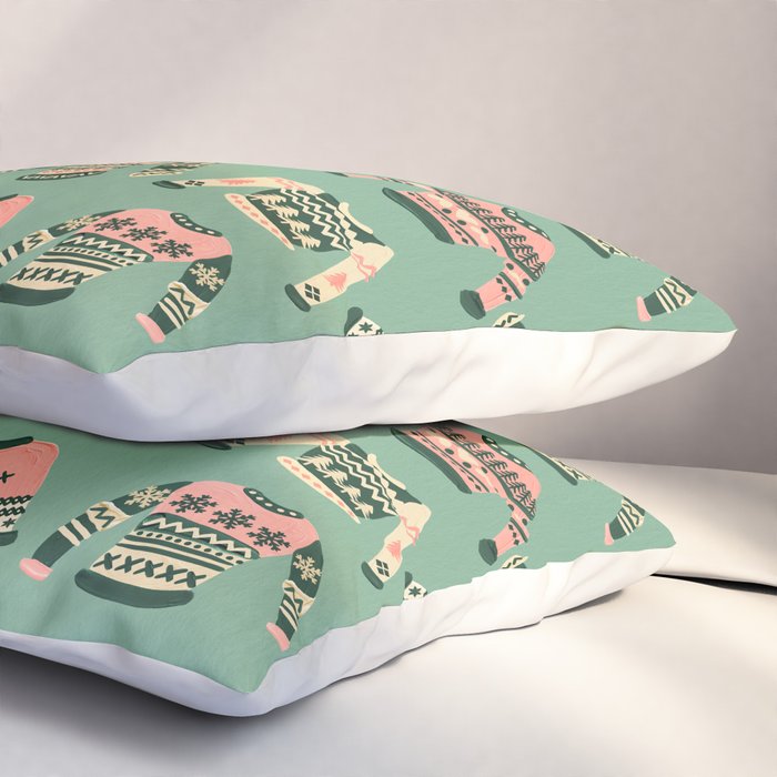Christmas Sweaters - Vintage Blush Mint Palette Pillow Sham Gallery Image 3