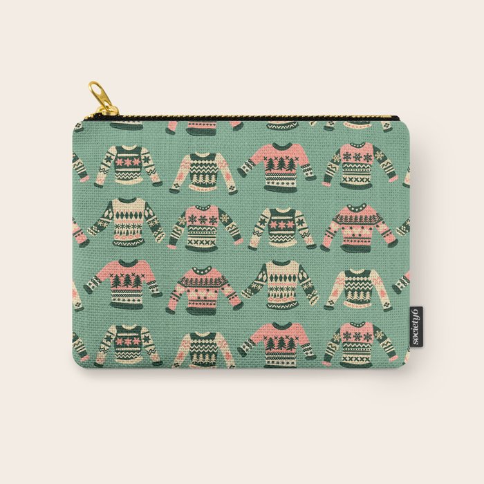 Christmas Sweaters - Vintage Blush Mint Palette Carry All Pouch Gallery Image 1