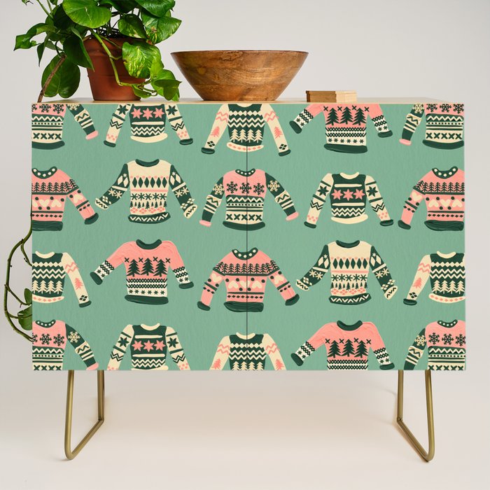 Christmas Sweaters - Vintage Blush Mint Palette Credenza Gallery Image 1