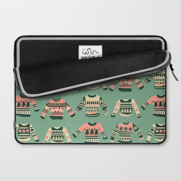 Christmas Sweaters - Vintage Blush Mint Palette Laptop Sleeve Gallery Image 2
