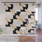 Black and White Checkered Daisy pattern  Wall Mural Gallery Image 1