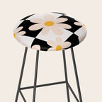 Black and White Checkered Daisy pattern  Stool Gallery Image 2