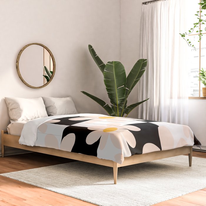 Black and White Checkered Daisy pattern  Comforter Gallery Image 2