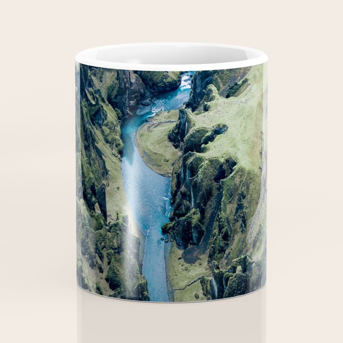 Aerial View of Fjaðrárgljúfur Canyon in Iceland Coffee Mug Gallery Image 4