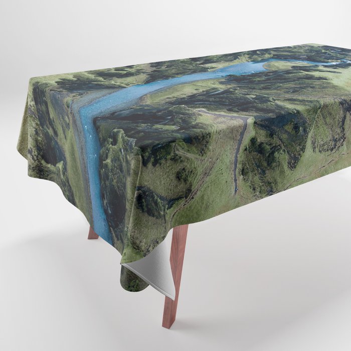 Aerial View of Fjaðrárgljúfur Canyon in Iceland Tablecloth Gallery Image 1