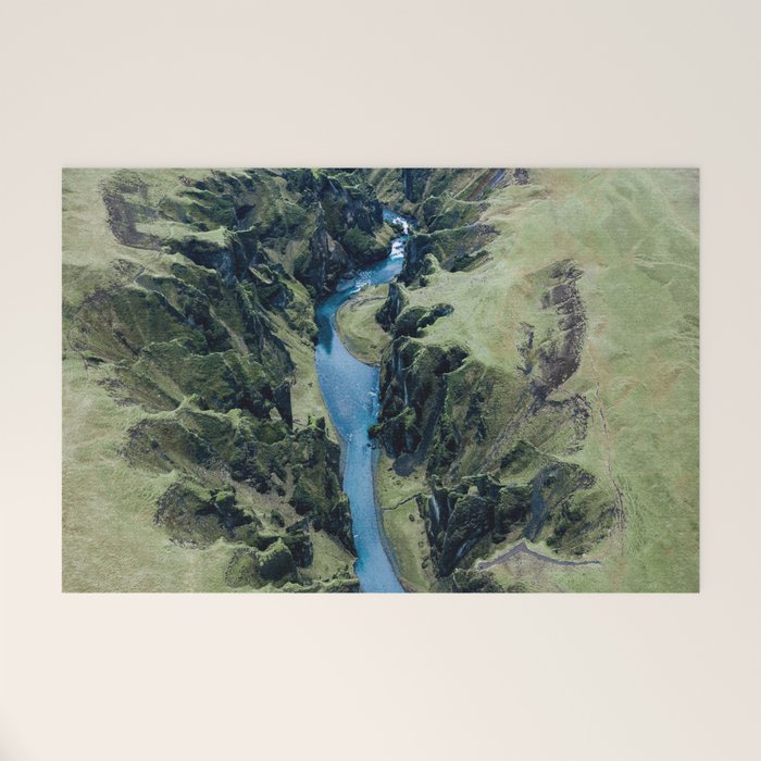 Aerial View of Fjaðrárgljúfur Canyon in Iceland Welcome Mat Gallery Image 1