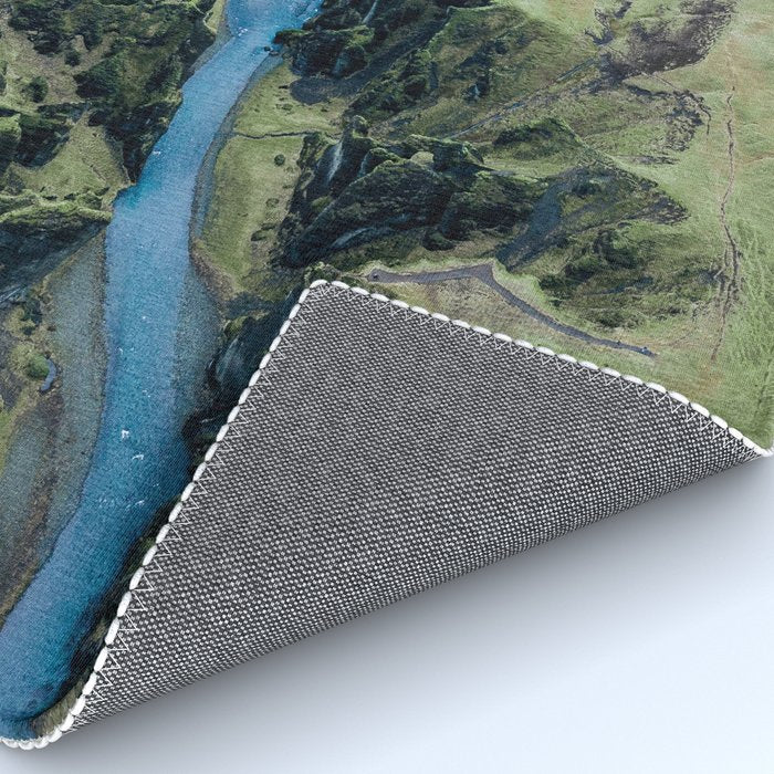 Aerial View of Fjaðrárgljúfur Canyon in Iceland Rug – Society6