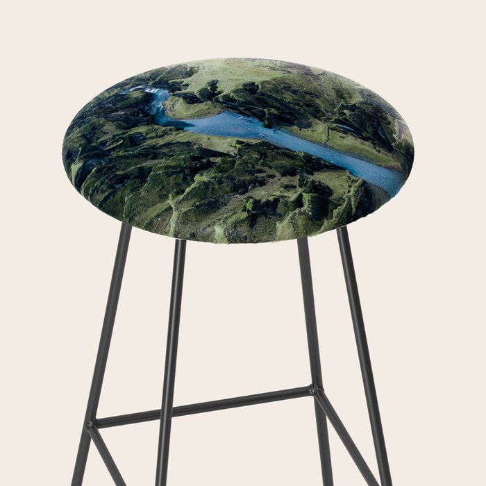 Aerial View of Fjaðrárgljúfur Canyon in Iceland Stool Gallery Image 2