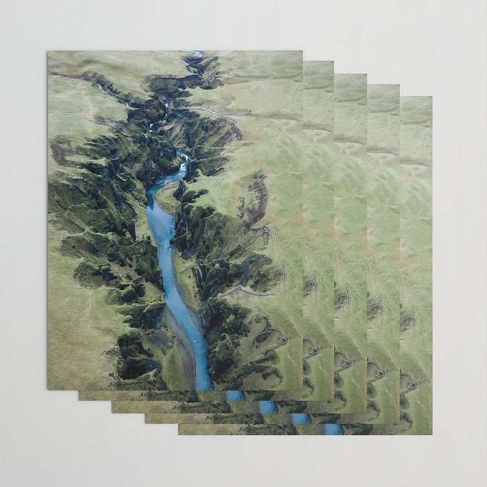 Aerial View of Fjaðrárgljúfur Canyon in Iceland Wrapping Paper Gallery Image 3