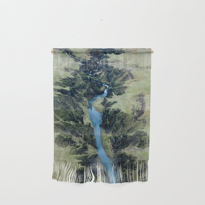 Aerial View of Fjaðrárgljúfur Canyon in Iceland Wall Hanging Gallery Image 1