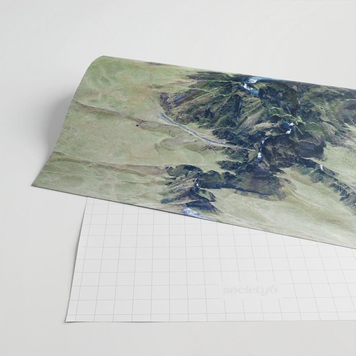 Aerial View of Fjaðrárgljúfur Canyon in Iceland Wrapping Paper Gallery Image 2