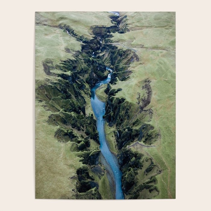 Aerial View of Fjaðrárgljúfur Canyon in Iceland Poster Gallery Image 4