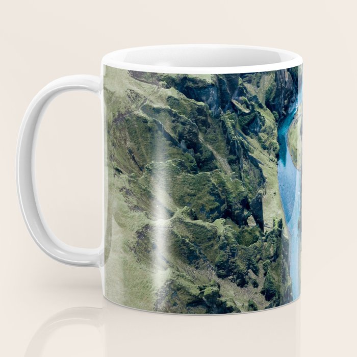 Aerial View of Fjaðrárgljúfur Canyon in Iceland Coffee Mug Gallery Image 3