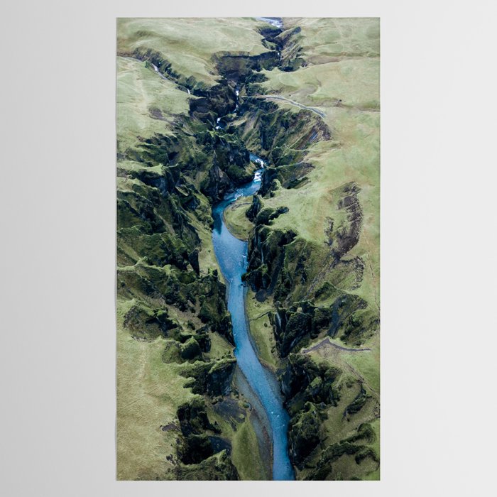Aerial View of Fjaðrárgljúfur Canyon in Iceland Tablecloth Gallery Image 2