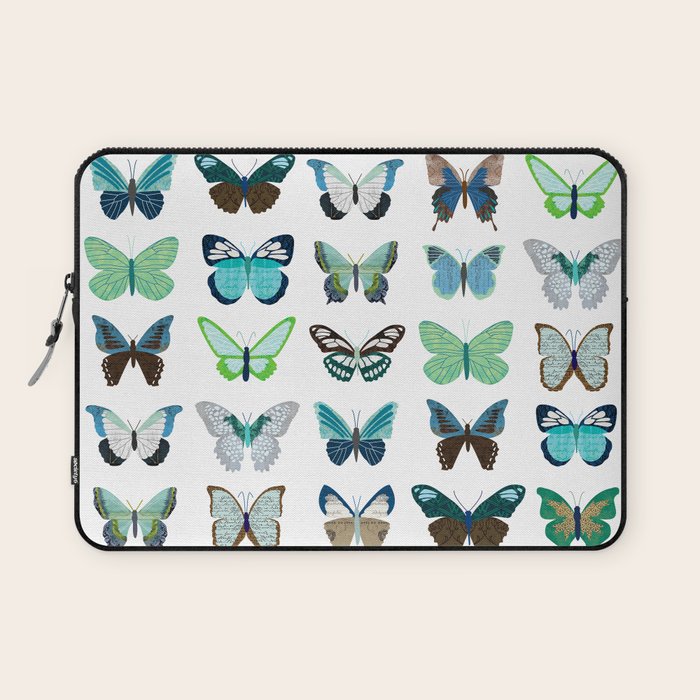 Green and Blue Butterflies Laptop Sleeve Gallery Image 1