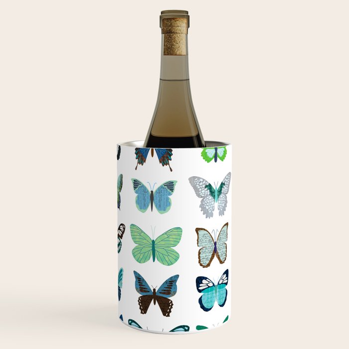 Green and Blue Butterflies Wine Chiller Gallery Image 3