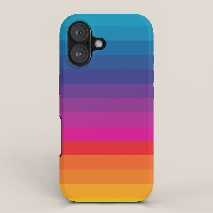  Classic 70s Vintage Style Retro Stripes - Funky Rainbow iPhone Case Gallery Image 1