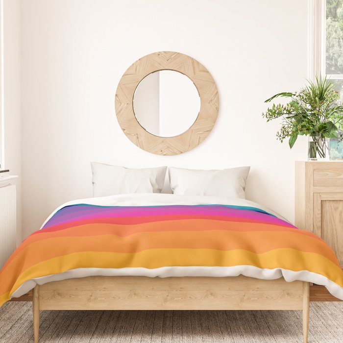  Classic 70s Vintage Style Retro Stripes - Funky Rainbow Duvet Cover Gallery Image 3