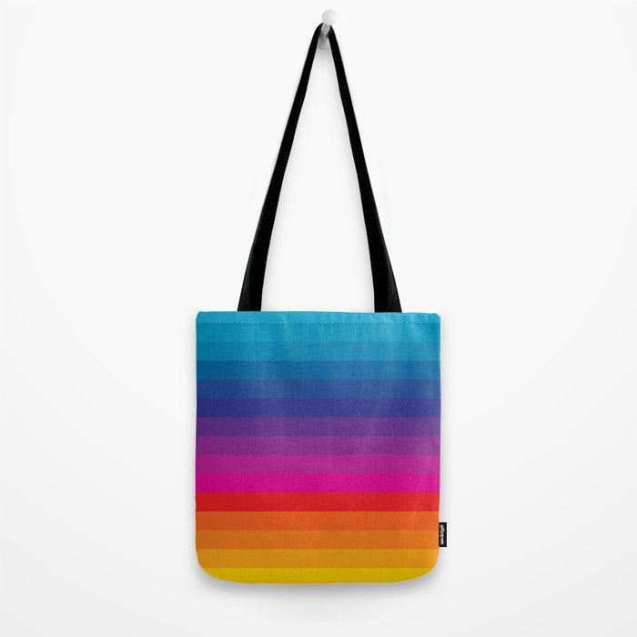  Classic 70s Vintage Style Retro Stripes - Funky Rainbow Tote Bag Gallery Image 2
