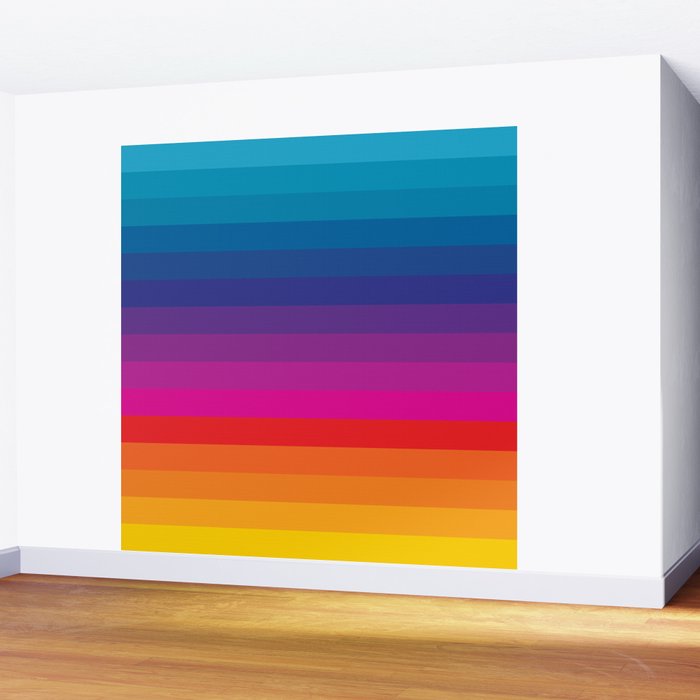 Classic 70s Vintage Style Retro Stripes - Funky Rainbow Wall Mural Gallery Image 2