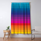  Classic 70s Vintage Style Retro Stripes - Funky Rainbow Window Curtain Gallery Image 5