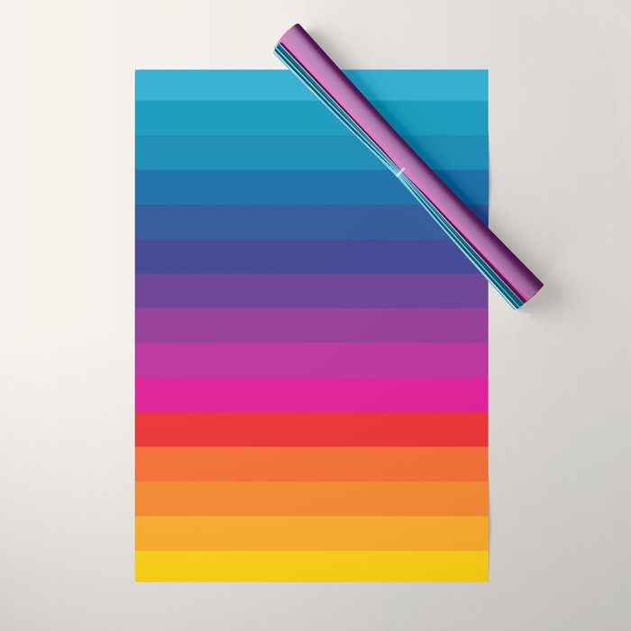  Classic 70s Vintage Style Retro Stripes - Funky Rainbow Wrapping Paper Gallery Image 1