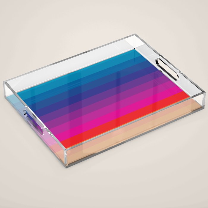  Classic 70s Vintage Style Retro Stripes - Funky Rainbow Acrylic Tray Gallery Image 1