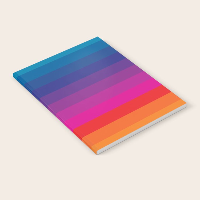  Classic 70s Vintage Style Retro Stripes - Funky Rainbow Notebook Gallery Image 1