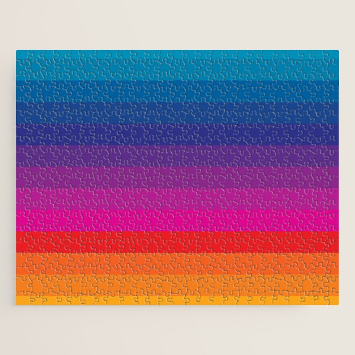  Classic 70s Vintage Style Retro Stripes - Funky Rainbow Jigsaw Puzzle Gallery Image 1