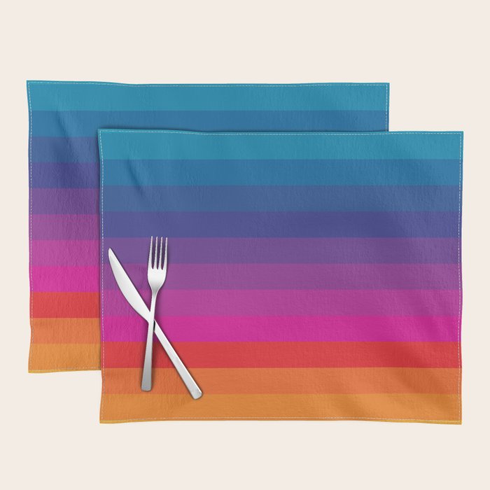  Classic 70s Vintage Style Retro Stripes - Funky Rainbow Placemat Gallery Image 1