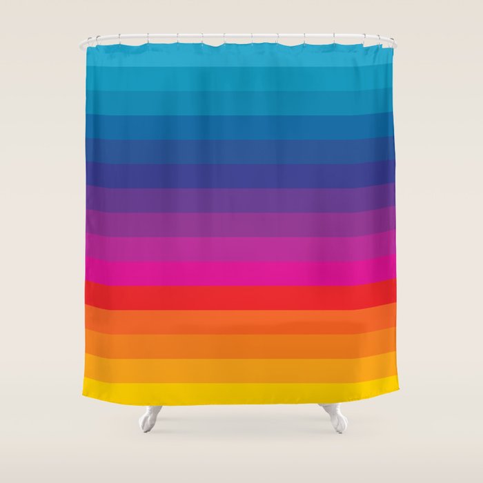  Classic 70s Vintage Style Retro Stripes - Funky Rainbow Shower Curtain Gallery Image 1