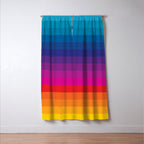  Classic 70s Vintage Style Retro Stripes - Funky Rainbow Window Curtain Gallery Image 3