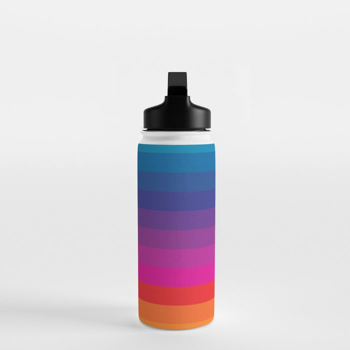  Classic 70s Vintage Style Retro Stripes - Funky Rainbow Water Bottle Gallery Image 3
