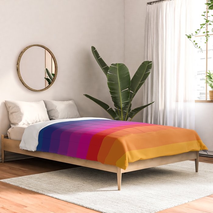  Classic 70s Vintage Style Retro Stripes - Funky Rainbow Comforter Gallery Image 2