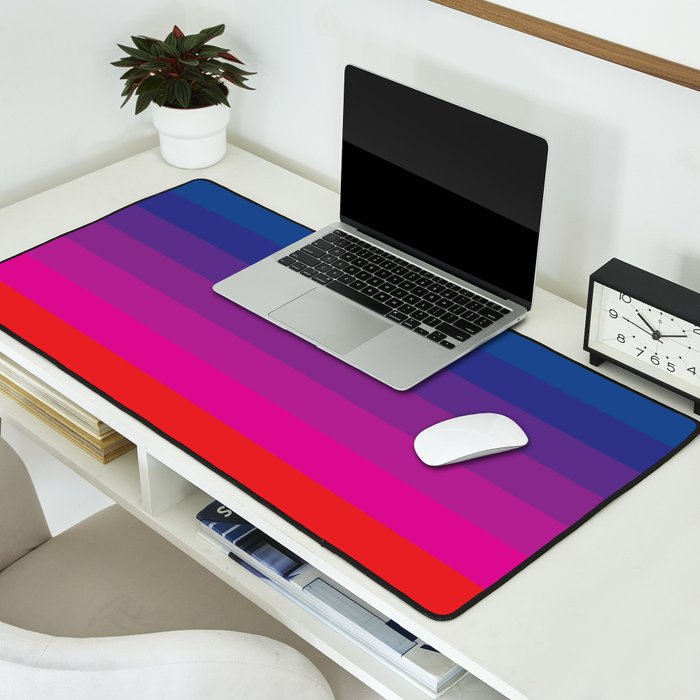  Classic 70s Vintage Style Retro Stripes - Funky Rainbow Desk Mat Gallery Image 2