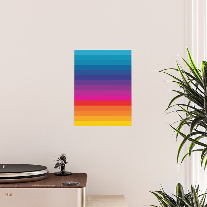  Classic 70s Vintage Style Retro Stripes - Funky Rainbow Poster Gallery Image 2