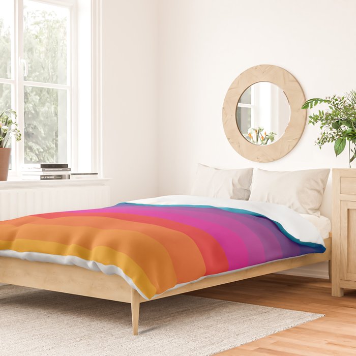  Classic 70s Vintage Style Retro Stripes - Funky Rainbow Duvet Cover Gallery Image 2