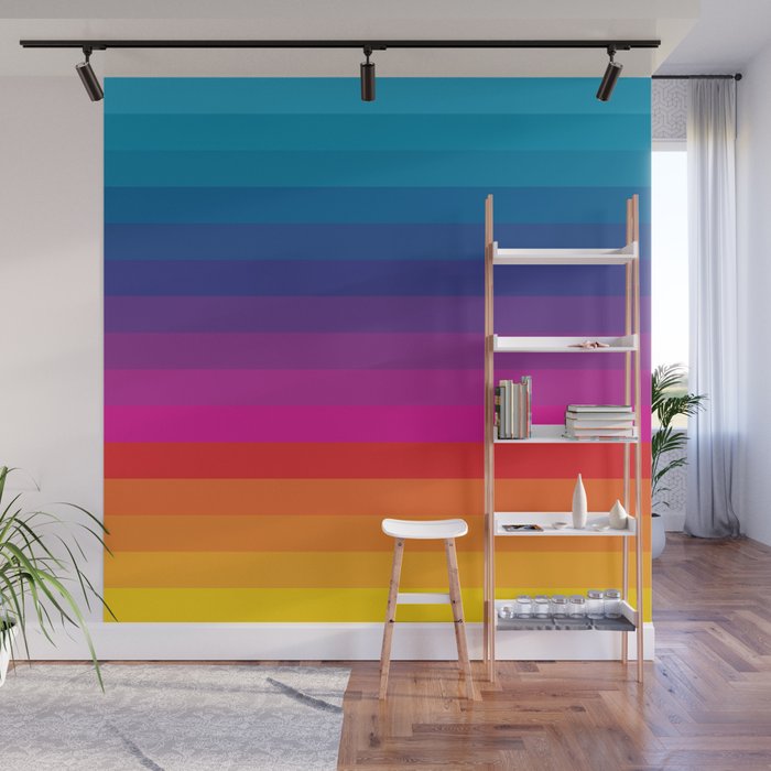  Classic 70s Vintage Style Retro Stripes - Funky Rainbow Wall Mural Gallery Image 1