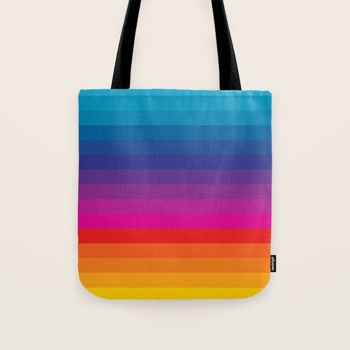  Classic 70s Vintage Style Retro Stripes - Funky Rainbow Tote Bag Gallery Image 1