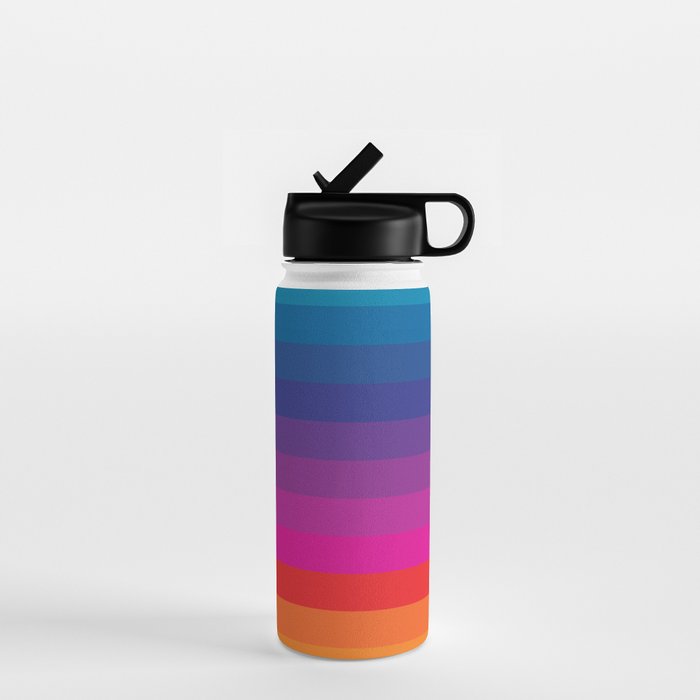  Classic 70s Vintage Style Retro Stripes - Funky Rainbow Water Bottle Gallery Image 1