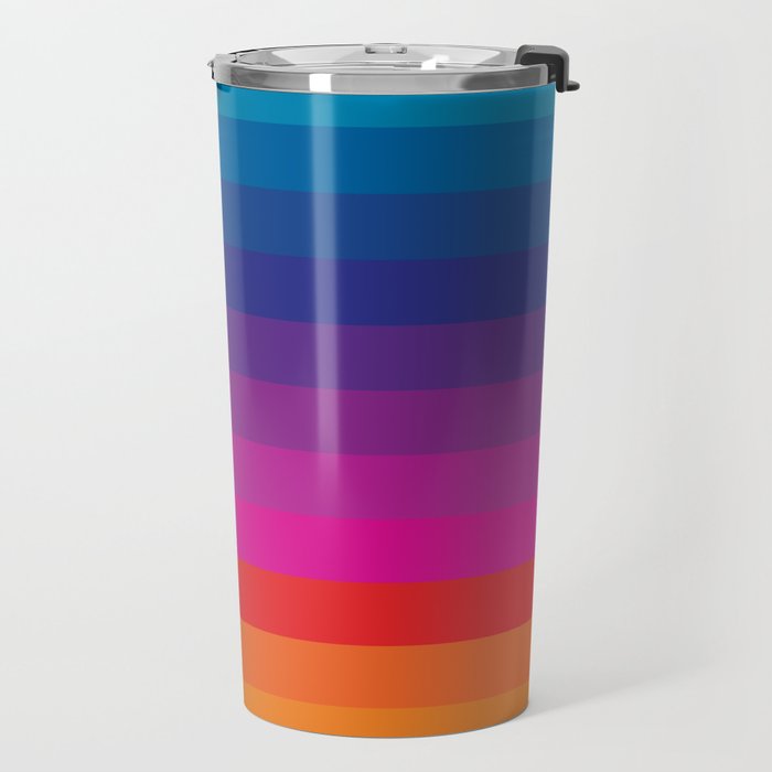  Classic 70s Vintage Style Retro Stripes - Funky Rainbow Travel Mug Gallery Image 2