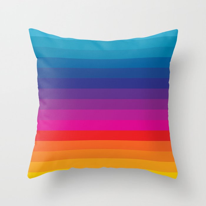  Classic 70s Vintage Style Retro Stripes - Funky Rainbow Throw Pillow Gallery Image 1