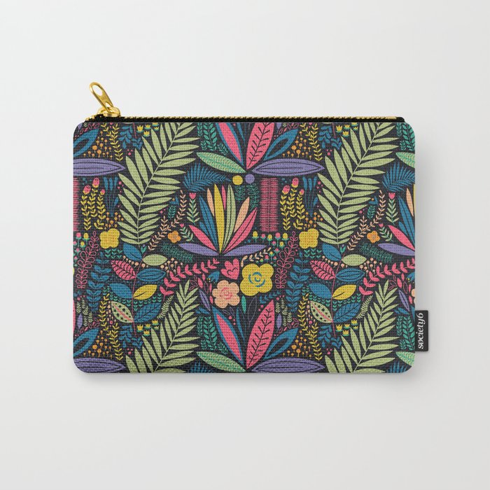 Retro colorful jungle nature plant pattern Carry All Pouch Gallery Image 1