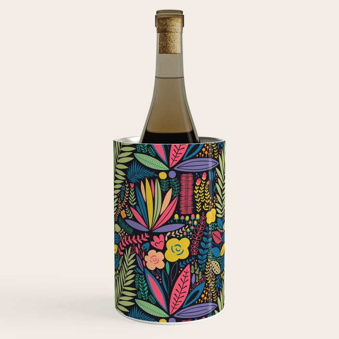 Retro colorful jungle nature plant pattern Wine Chiller Gallery Image 1