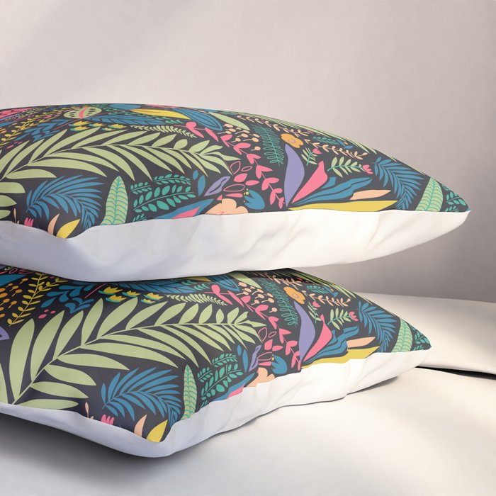 Retro colorful jungle nature plant pattern Pillow Sham Gallery Image 3