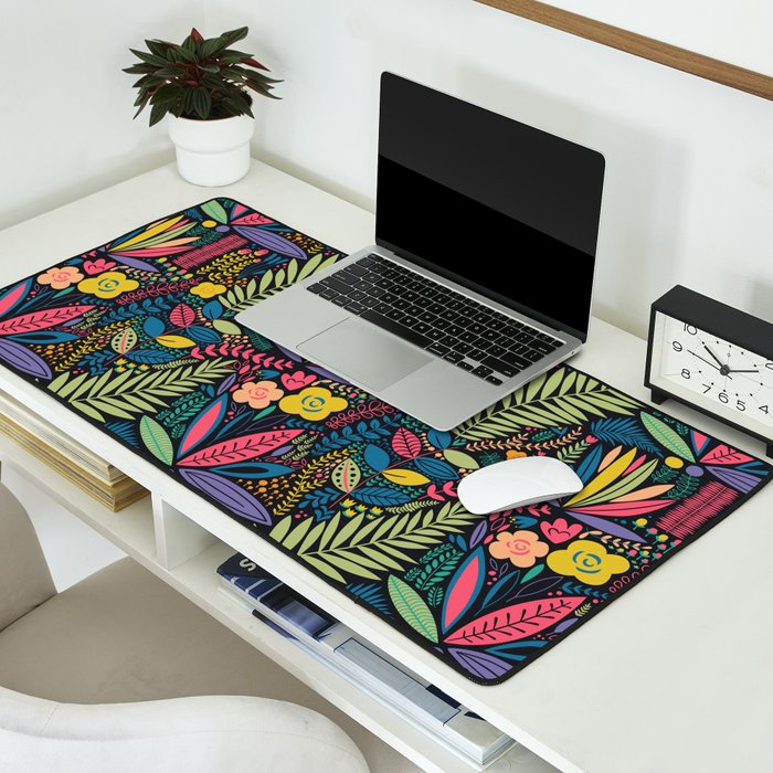Retro colorful jungle nature plant pattern Desk Mat Gallery Image 2